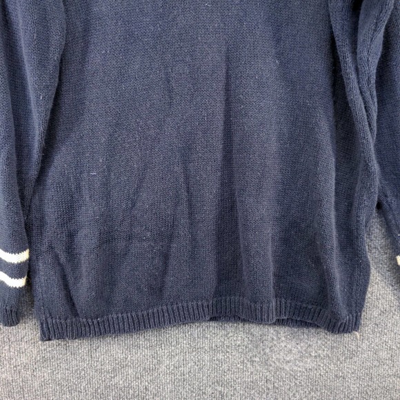 Karen Scott Womens Pullover Sweater Blue Medium Flags Nautical Shoulder Pads - Picture 8 of 13